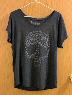 Charcoal Grey Music Skull Graphic Women's Tee